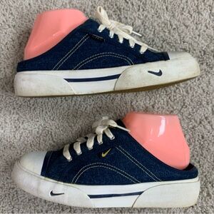 VINTAGE Y2k Women's NIKE Blue Denim HERMOSA Slip On SNEAKER Shoes MULES  8.5